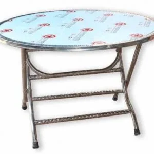 Bàn tròn inox mặt cạnh đứng 1m2