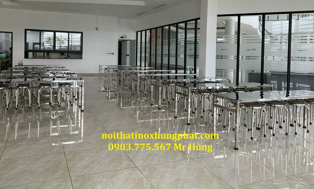 Bàn Ăn Inox 6 Chỗ Cho Nhà Ăn Công Nhân