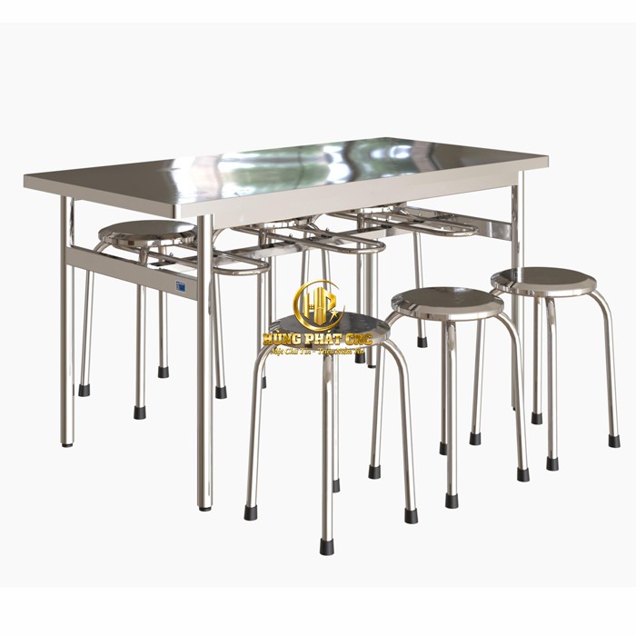 Bàn Ăn Công Nghiệp Inox 304 Cao Cấp 2026 - Bền Bỉ, Chuẩn VSATTP